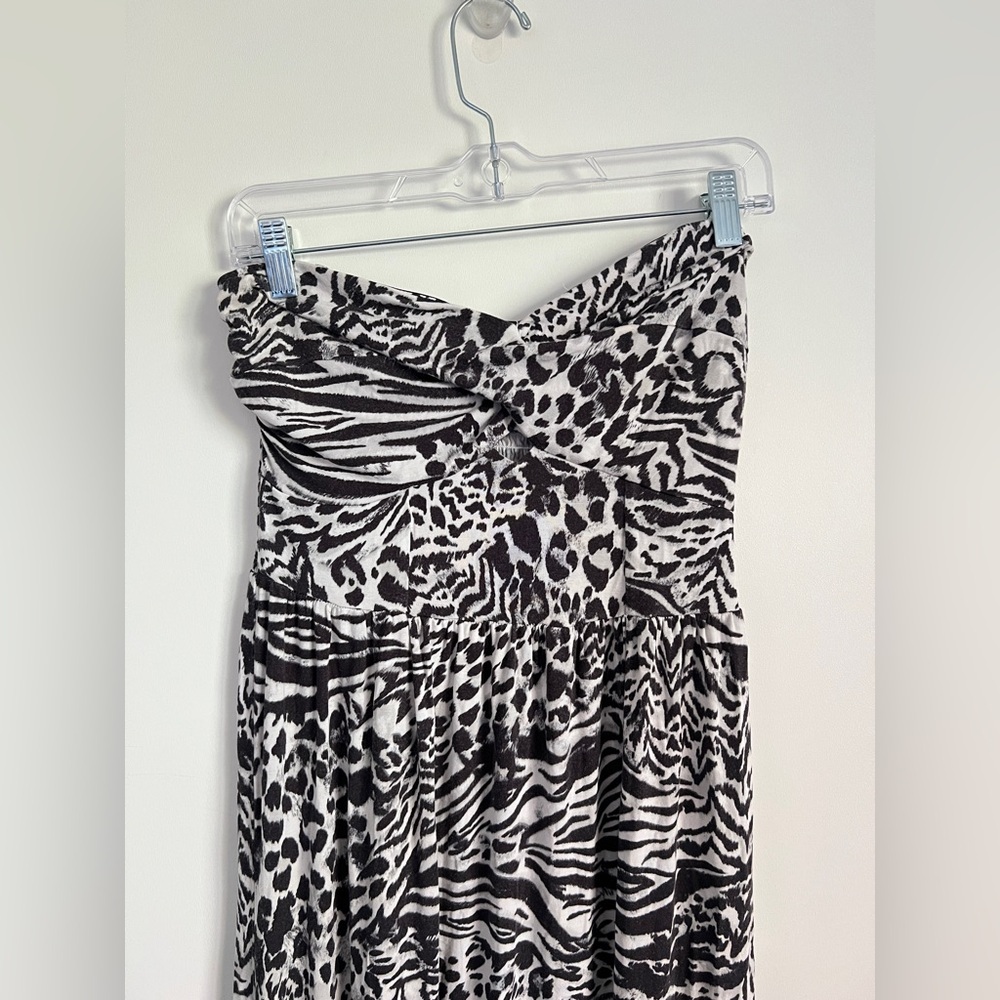 Guess Strapless Exotic Zebra White Leopard Print Maxi Dress Y2K Size M - Picture 3 of 8